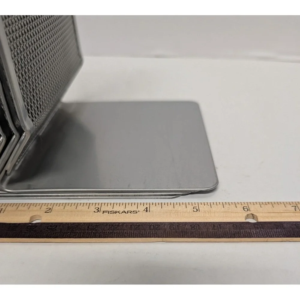 Steel Mesh Bookends Heavy Duty Wire Silver 5.25 x 4.75 x 6.75 Lot of 4 EUC